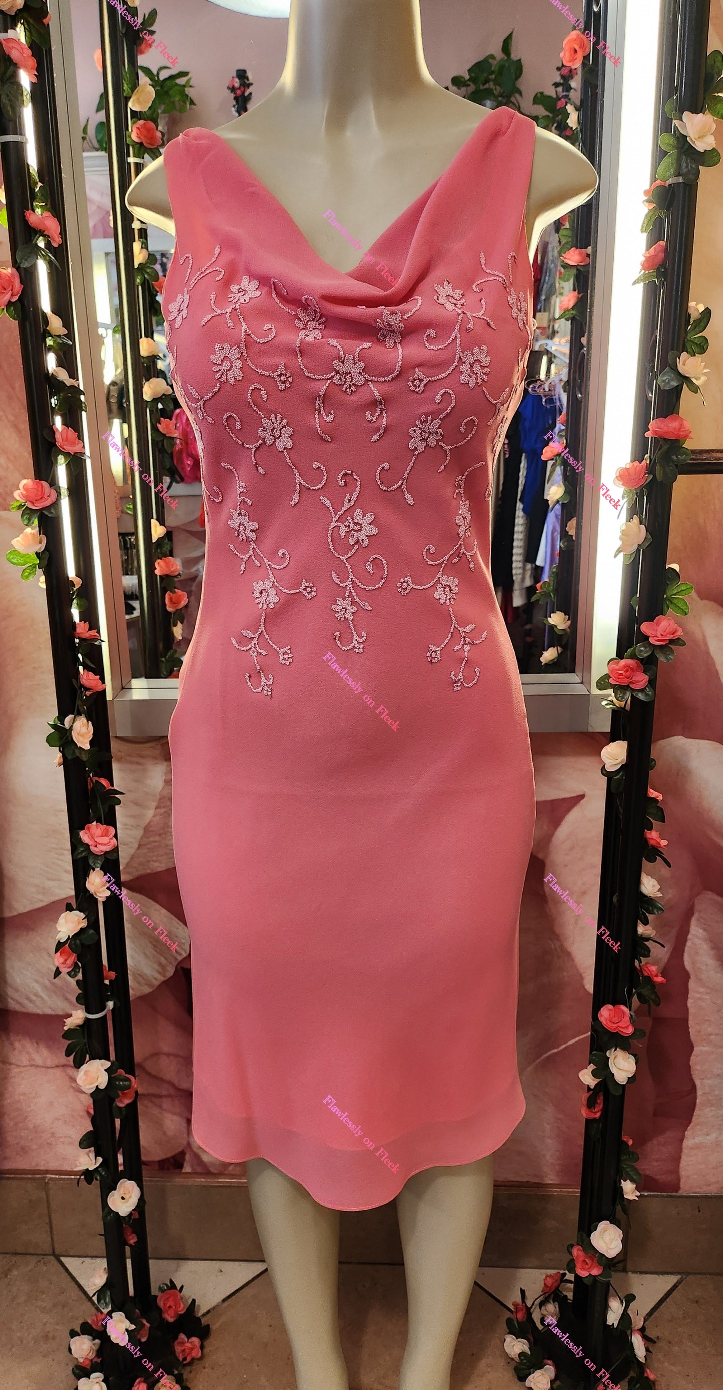 Y2K Vintage Melon Chiffon Embroidered Dress