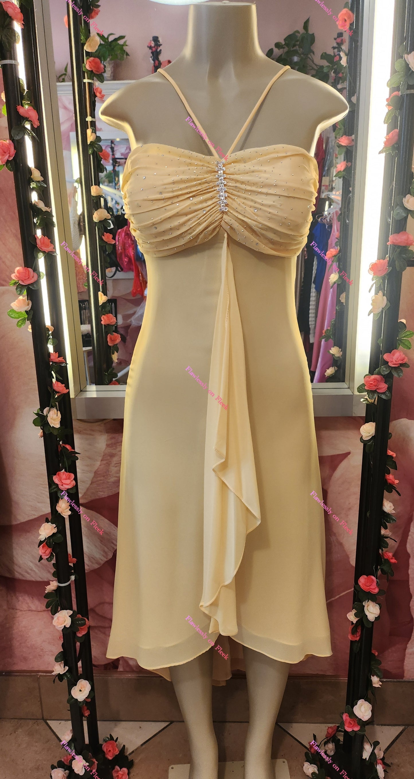 Y2K Vintage Rhinestone Chiffon Dress