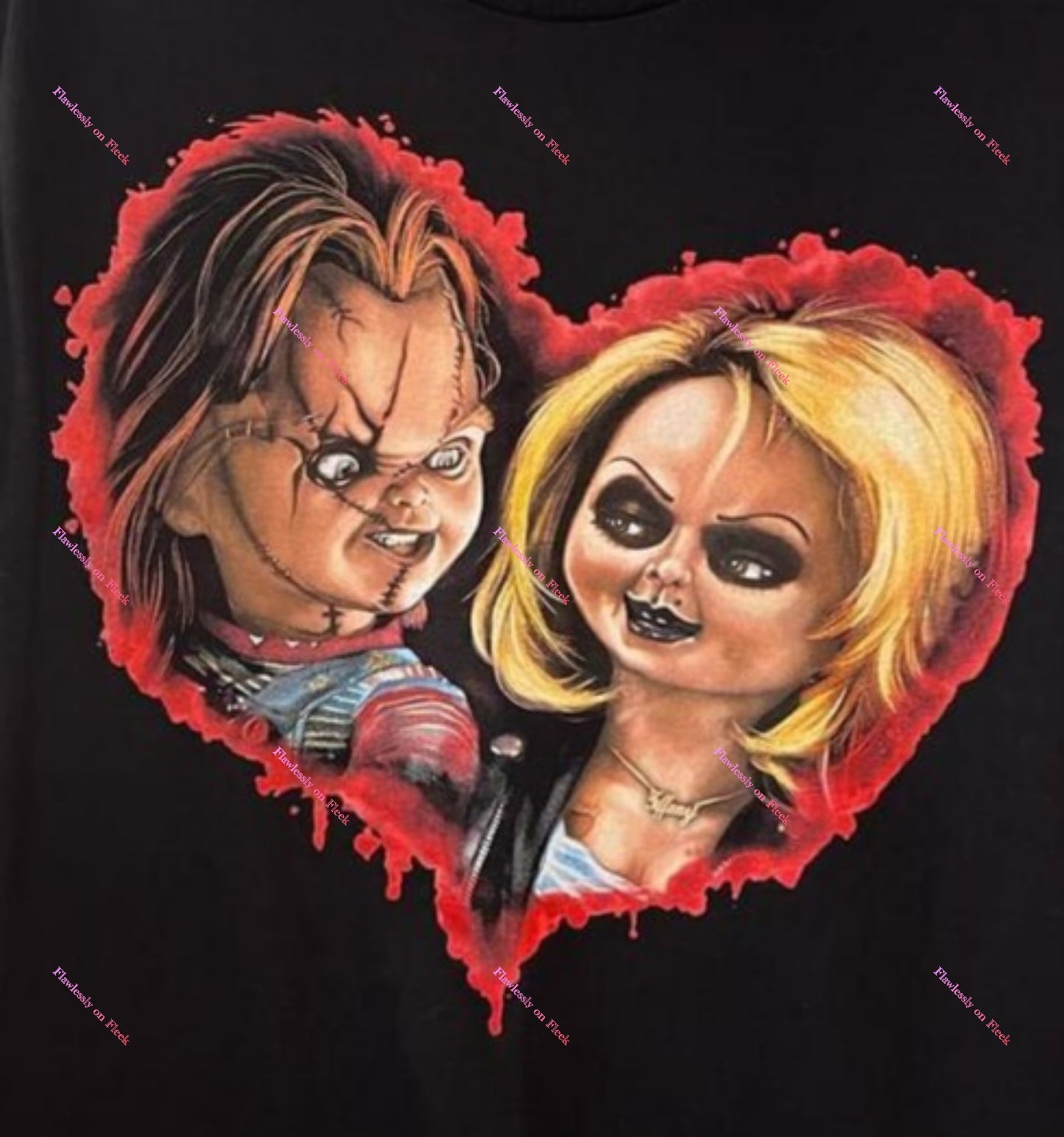 Camiseta de Halloween con el corazón de Chucky y Tiffany (Chucky el muñeco diabólico)