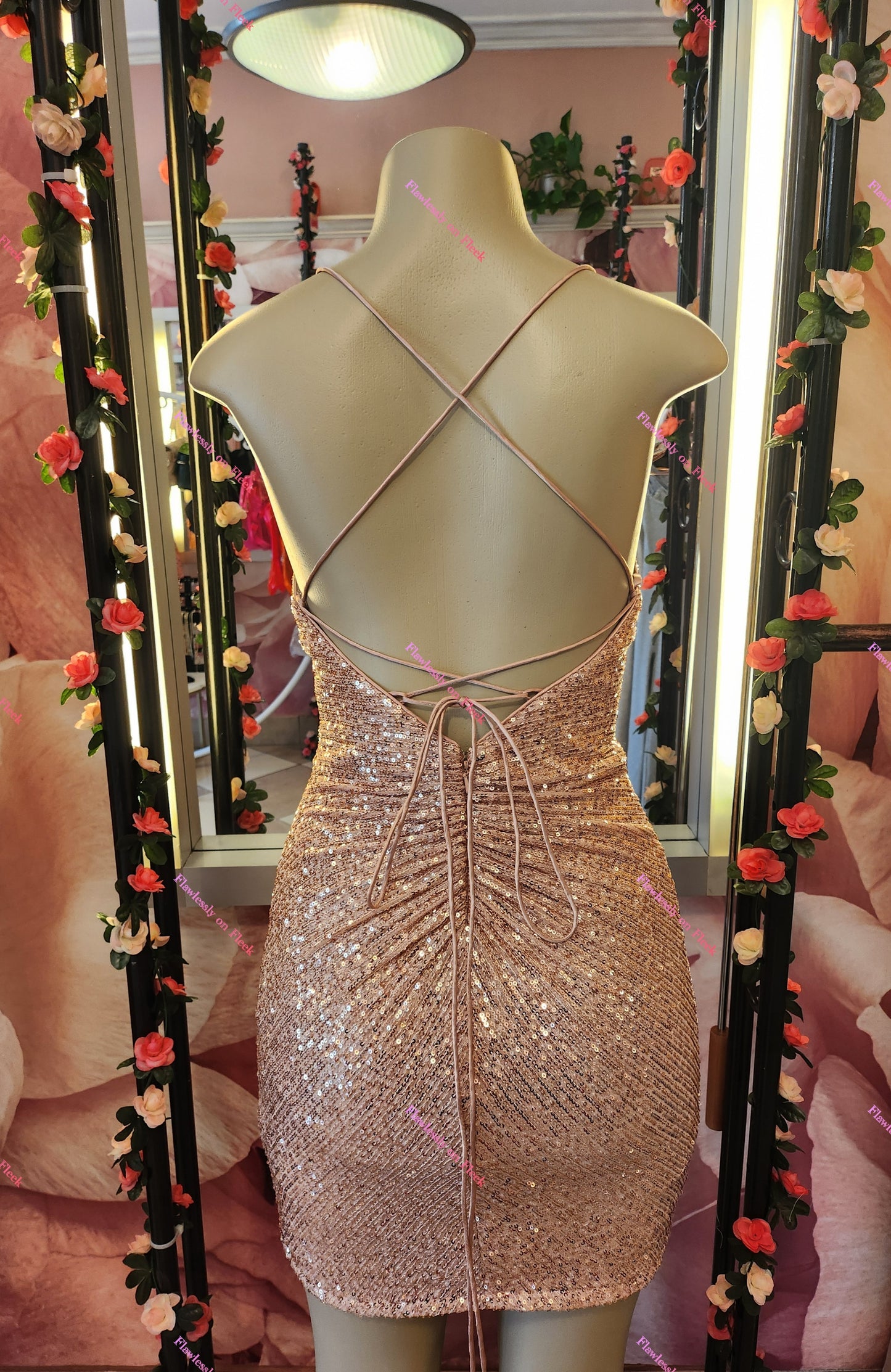 Gold Sequin Mini Dress