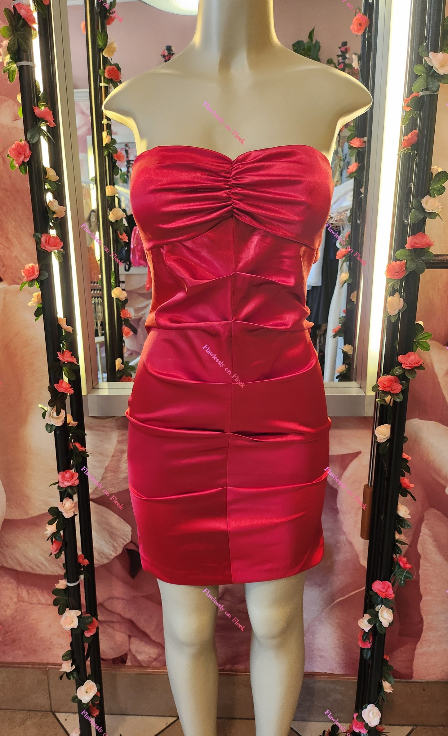 Minivestido rojo sin tirantes estilo vintage Y2K