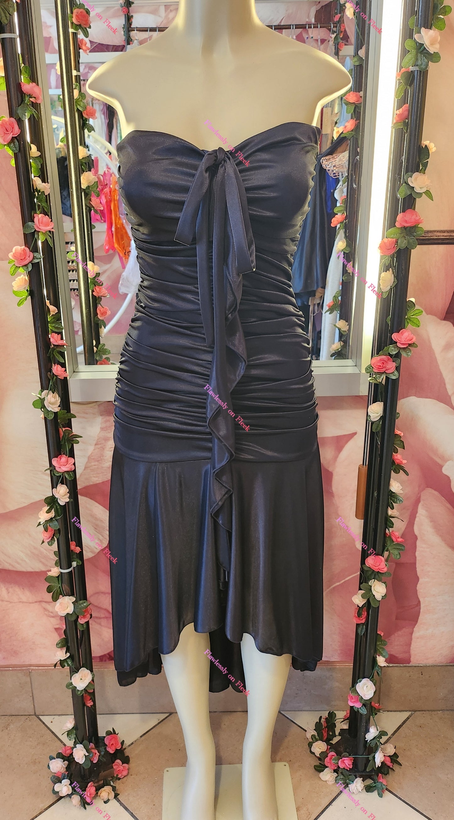 Y2K Vintage Black Halter Scrunchy Dress