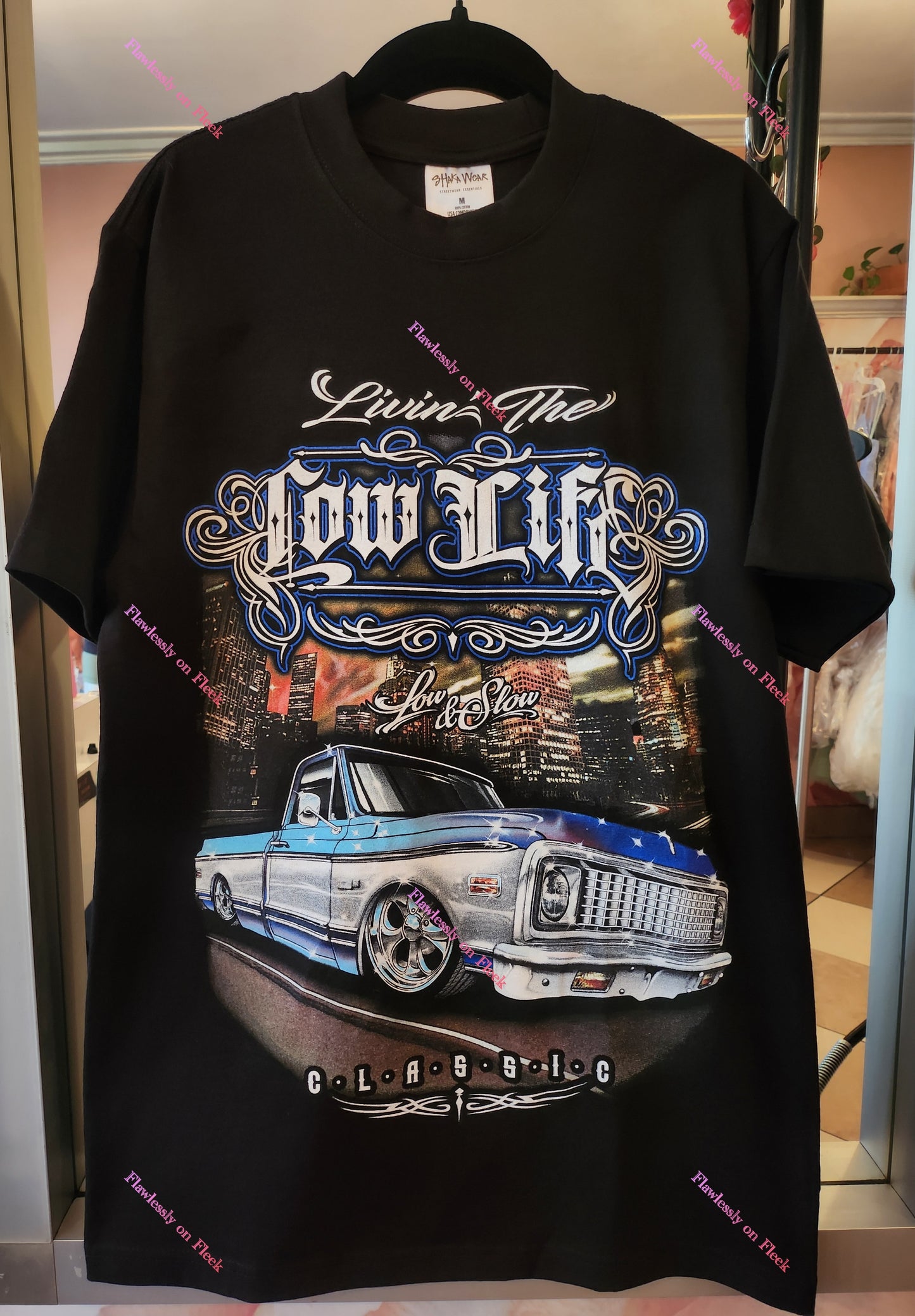 Lowrider Classic Truck Livin the Low Life Graphic T-Shirt