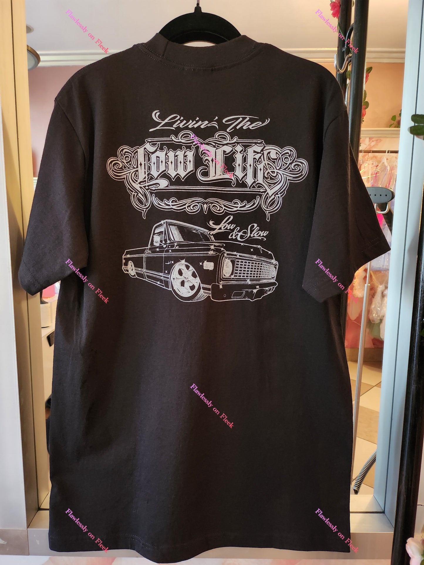 Lowrider Classic Truck Livin the Low Life Graphic T-Shirt