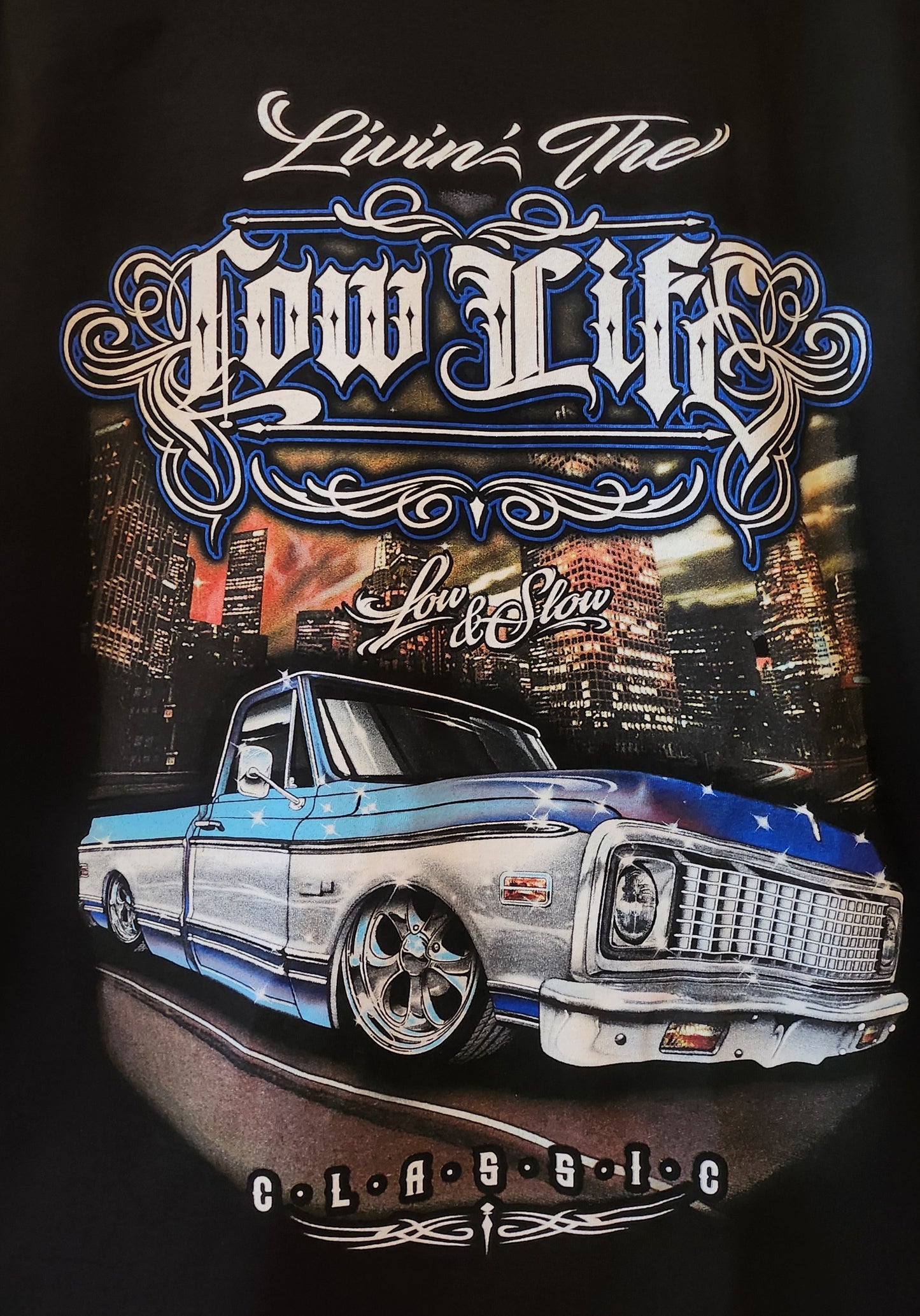 Lowrider Classic Truck Livin the Low Life Graphic T-Shirt