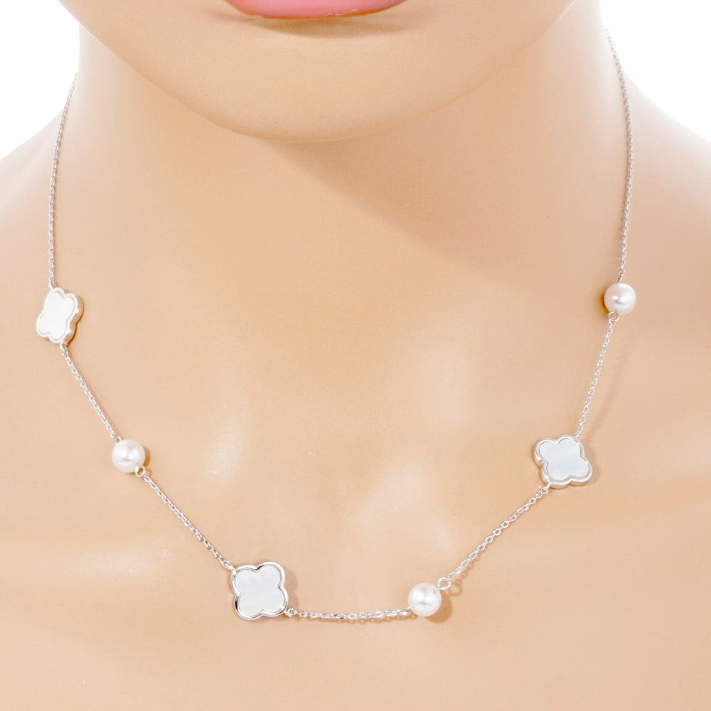 Clover and Pearl Bead Necklace
