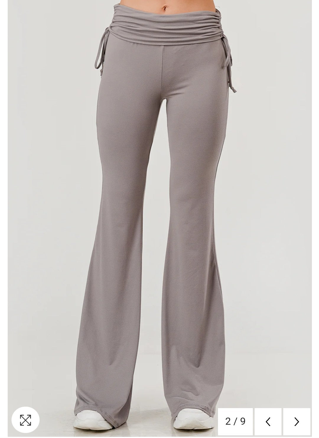 Drawstring Ruched Waist Flare Pants