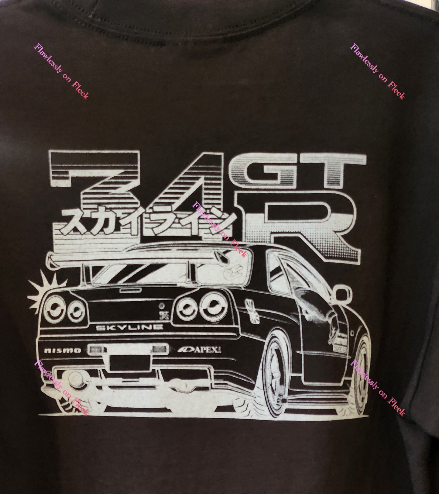 Camiseta con gráfico Skyline de GTR en color azul