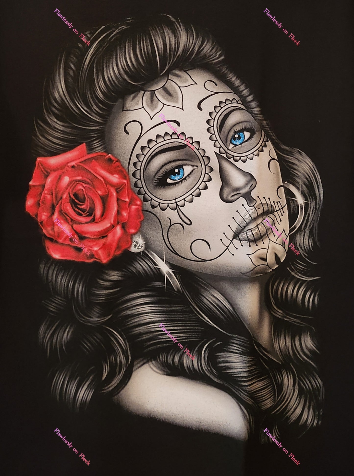La Catrina Red Rose Dia de los Muertos T-Shirts