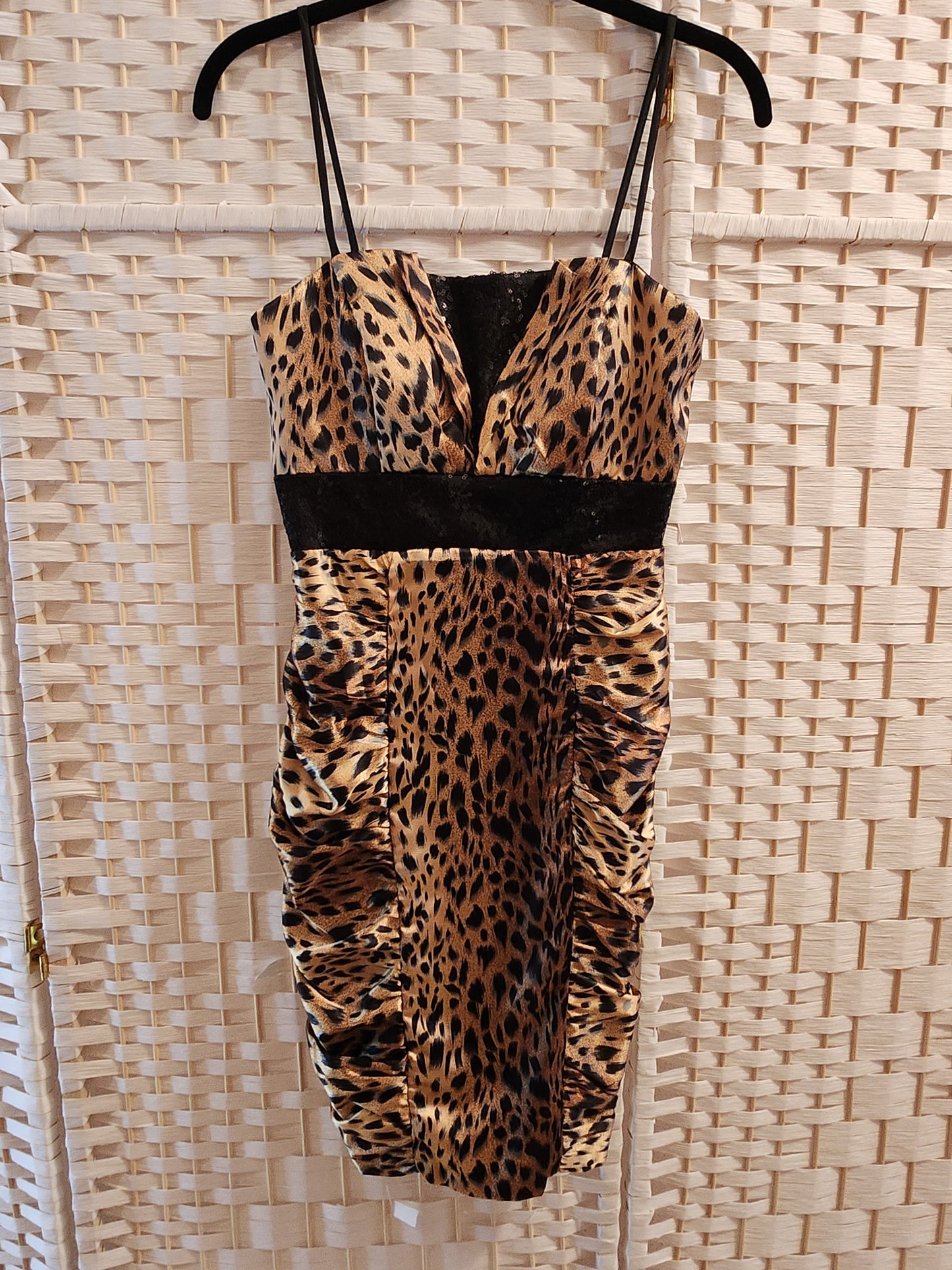Minivestido vintage con estampado de leopardo Y2K