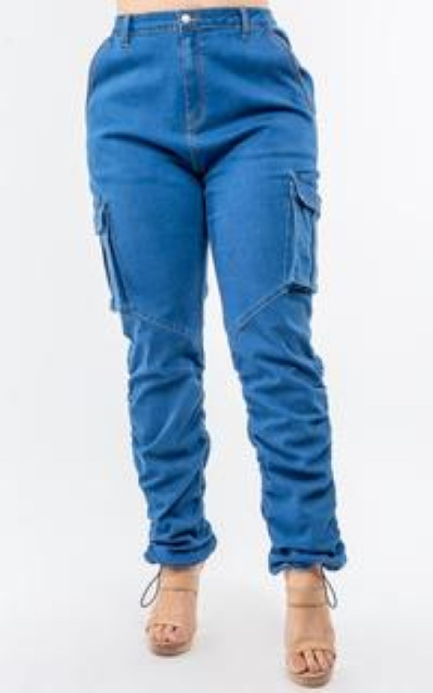 High Rise Shirred Cargo Joggers