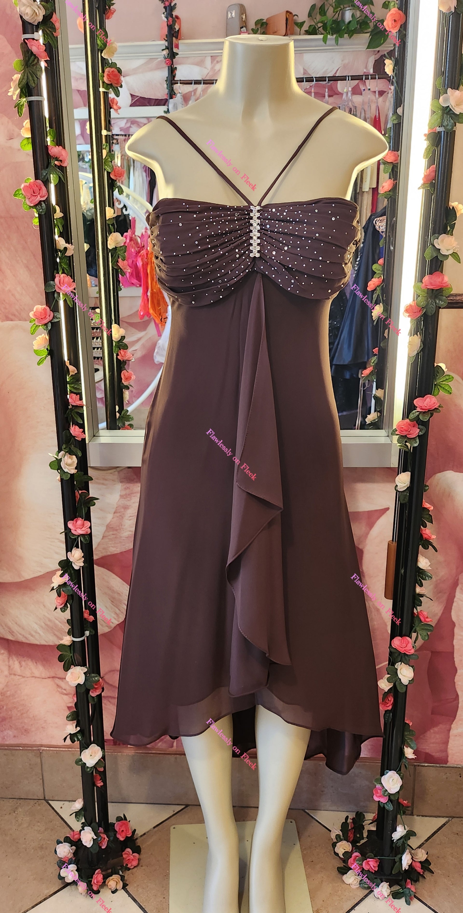 Y2K Vintage Rhinestone Chiffon Dress  Flawlessly On Fleek