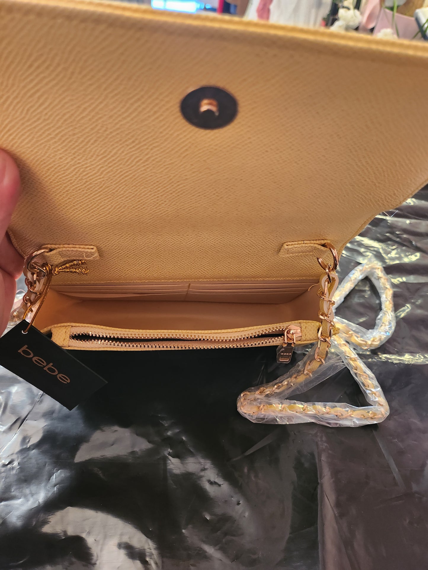 Bebe Blonde Evie Flap Crossbody Bag