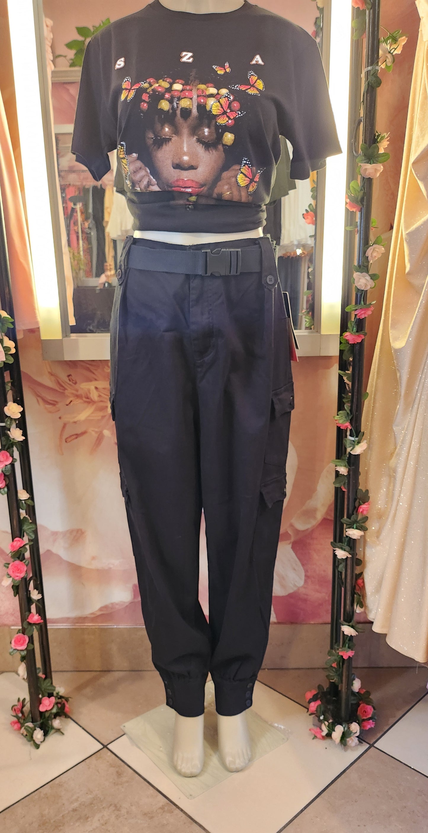 High Waist Cargo Pants with Belt