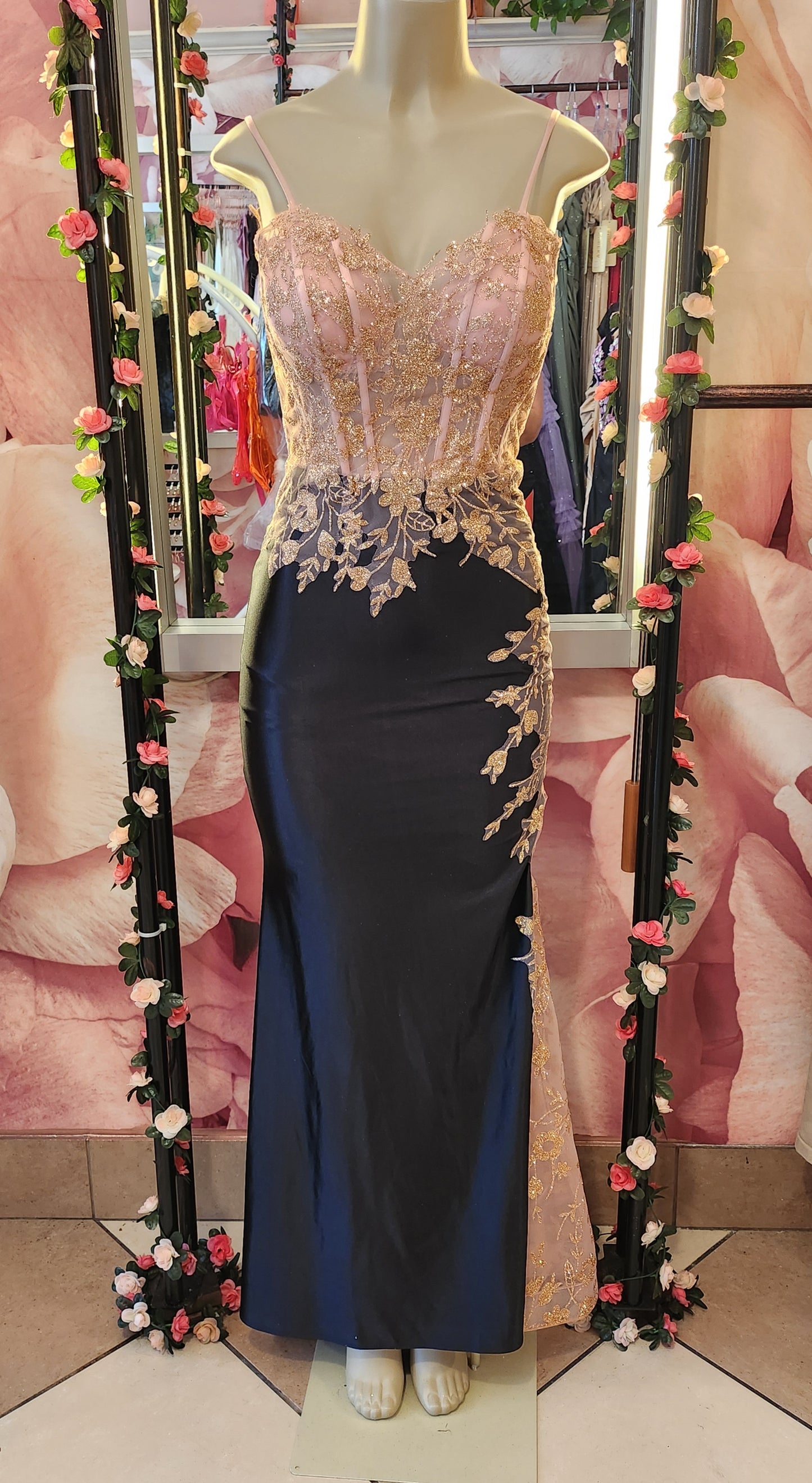 Rose Gold/Black Evening Gown