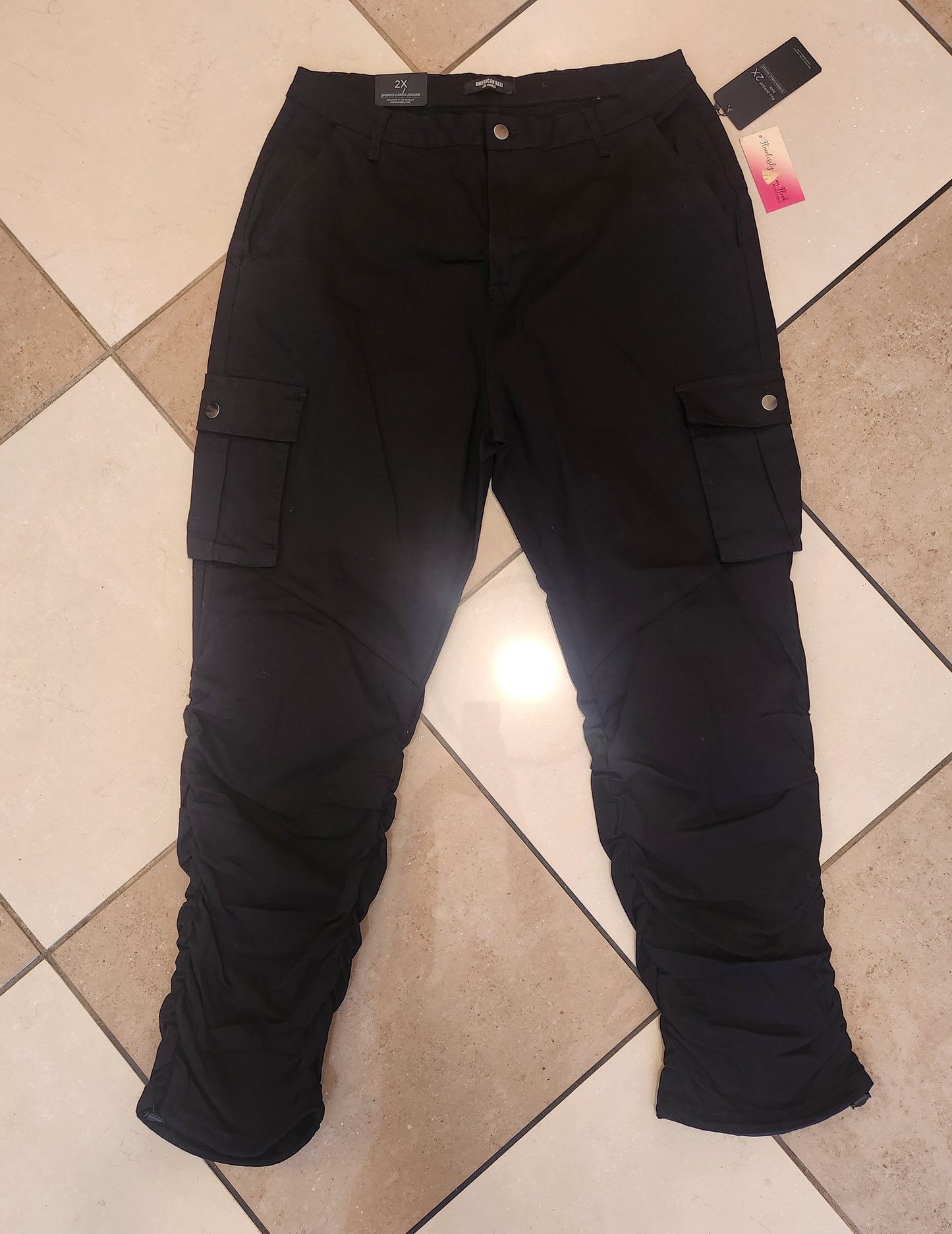 High Rise Shirred Cargo Joggers