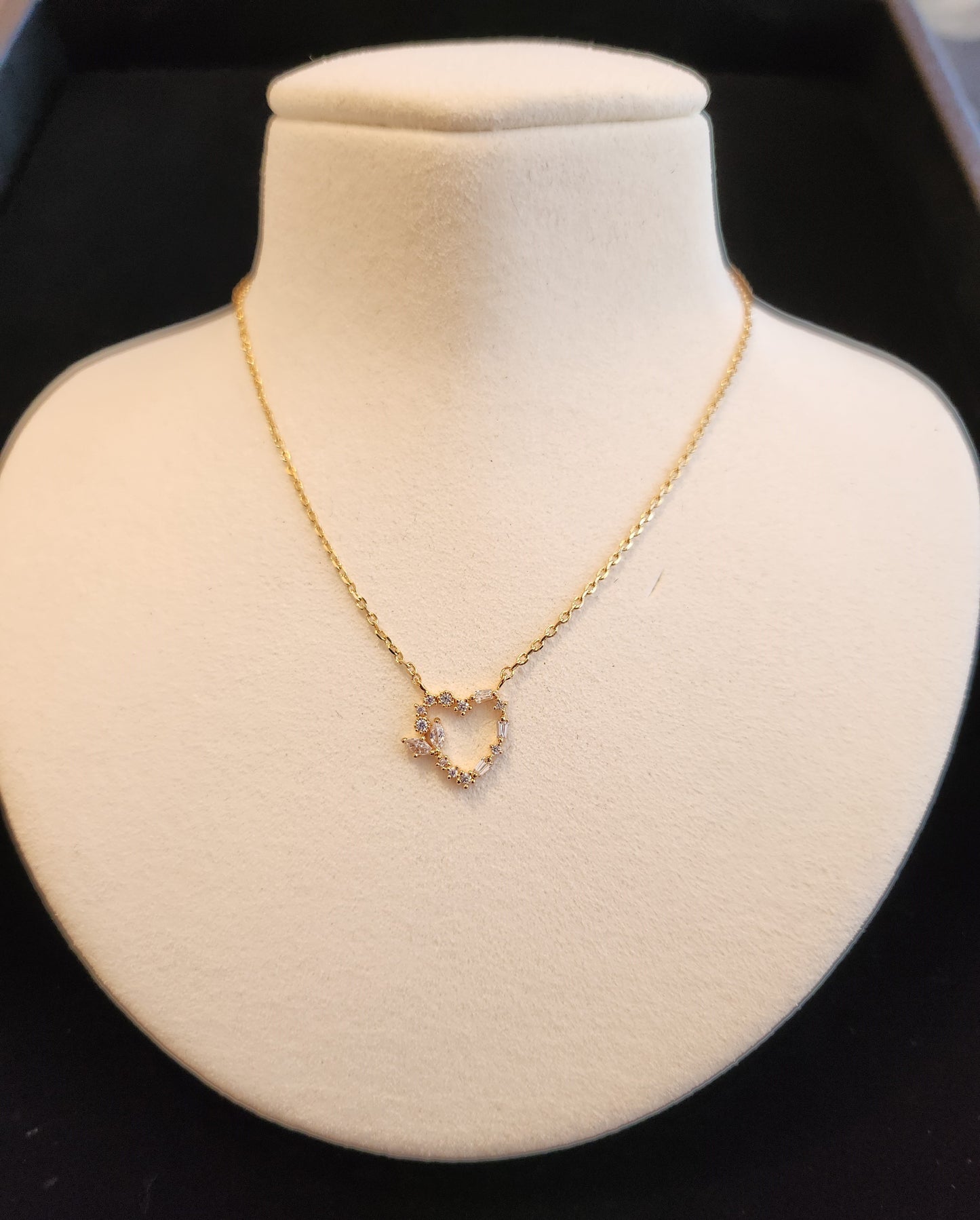 CZ Heart Necklace - 16" w/2" extender