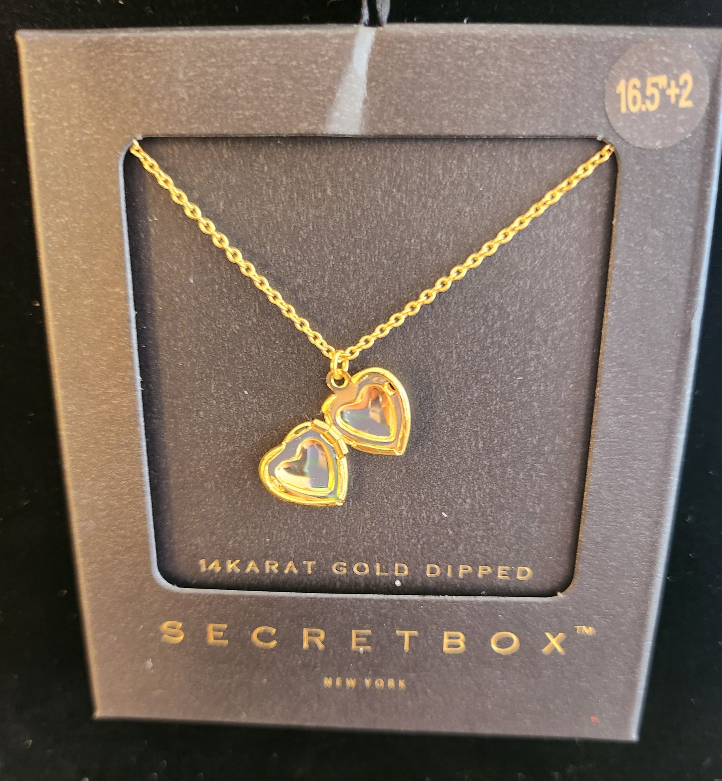 Heart Locket Necklace - 14K Gold Dipped - 10.5" w/2" extender