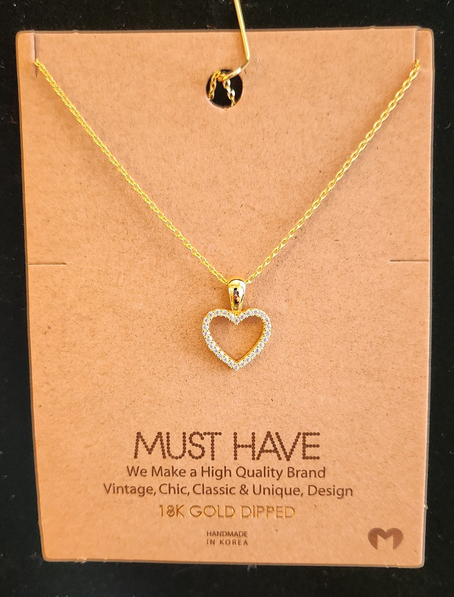 Heart Necklace CZ - 18K Gold Dipped