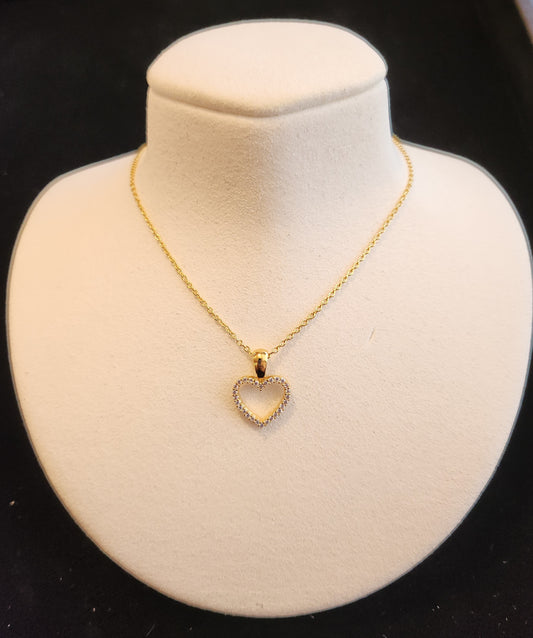 Heart Necklace CZ - 18K Gold Dipped