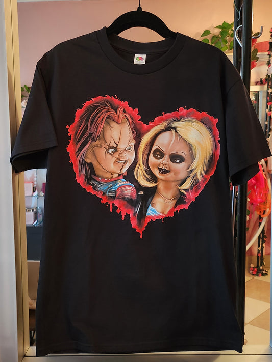 Chucky & Tiffany Heart (Child's Play) Halloween T-Shirt