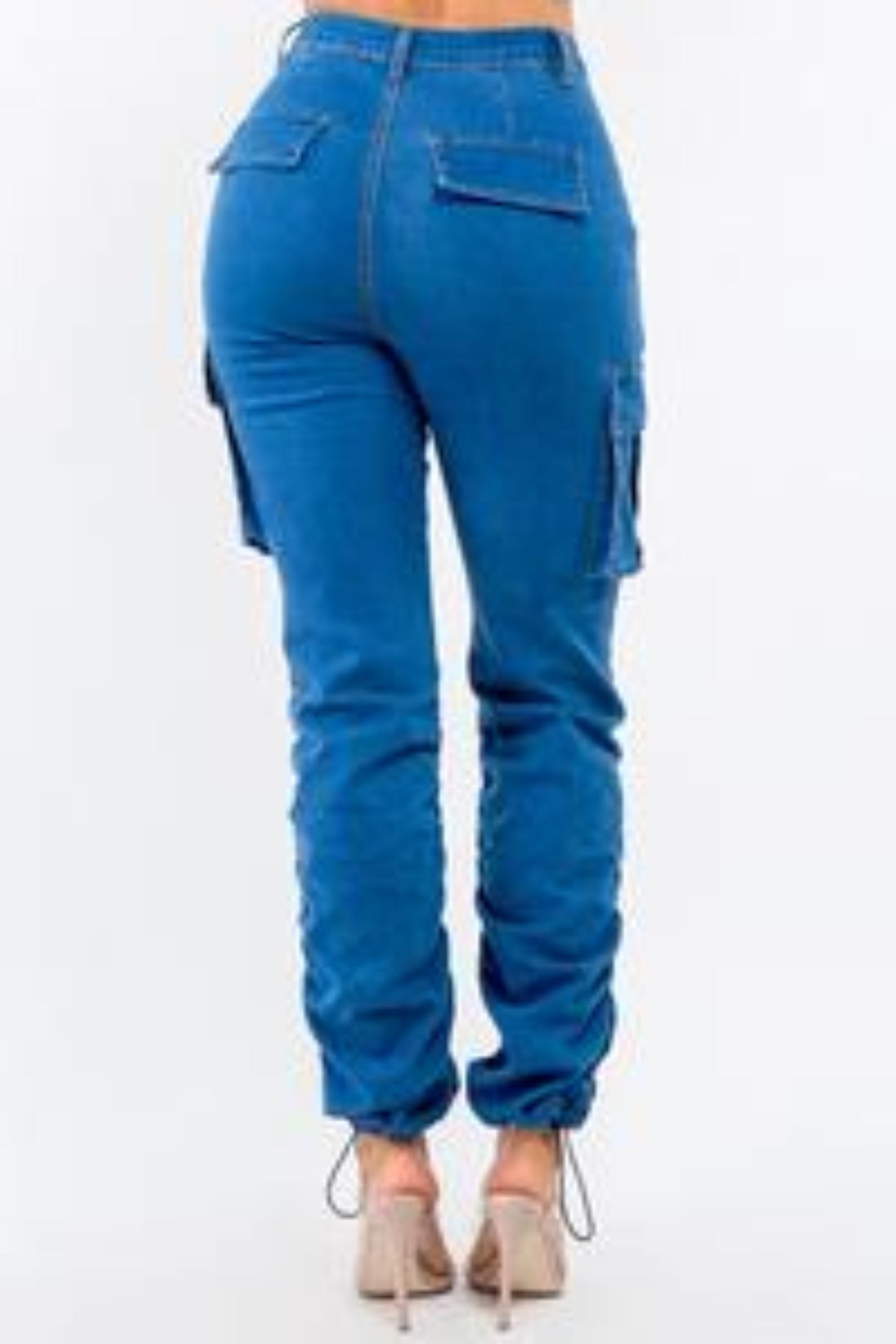 High Waist Shirred Cargo Joggers