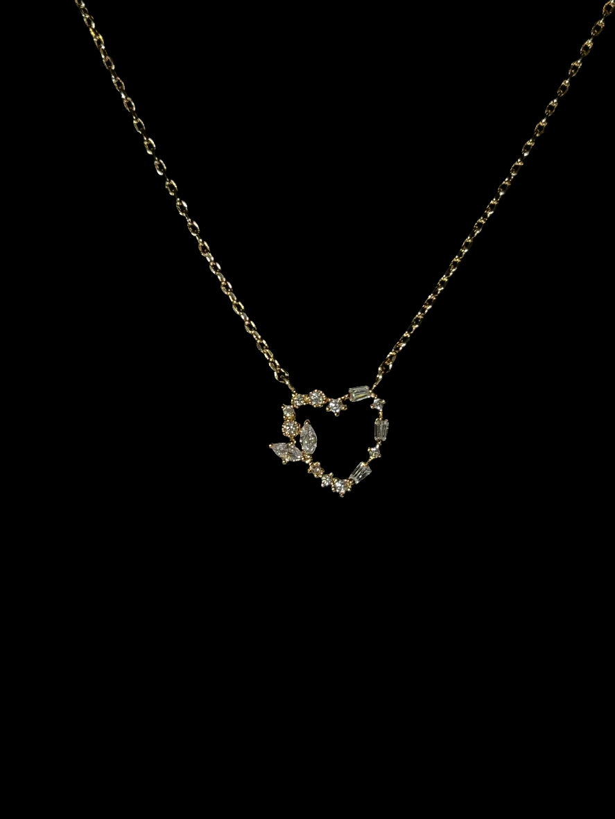 CZ Heart Necklace - 16" w/2" extender