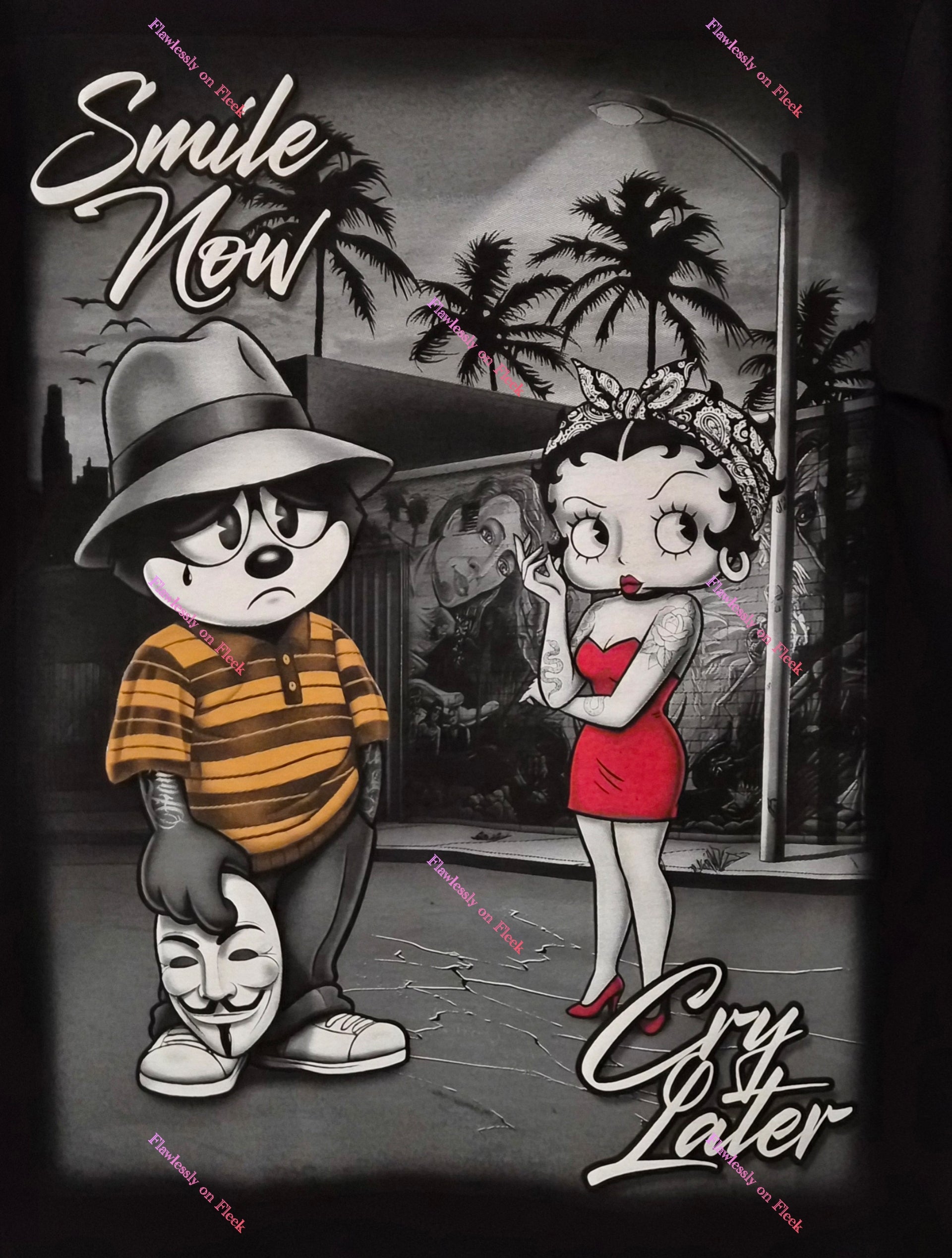 Felix the Cat & Betty Boop Smile Now Cry Later T-Shirt