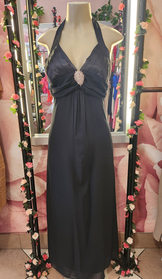 Y2K Vintage Black Chiffon Halter Dress