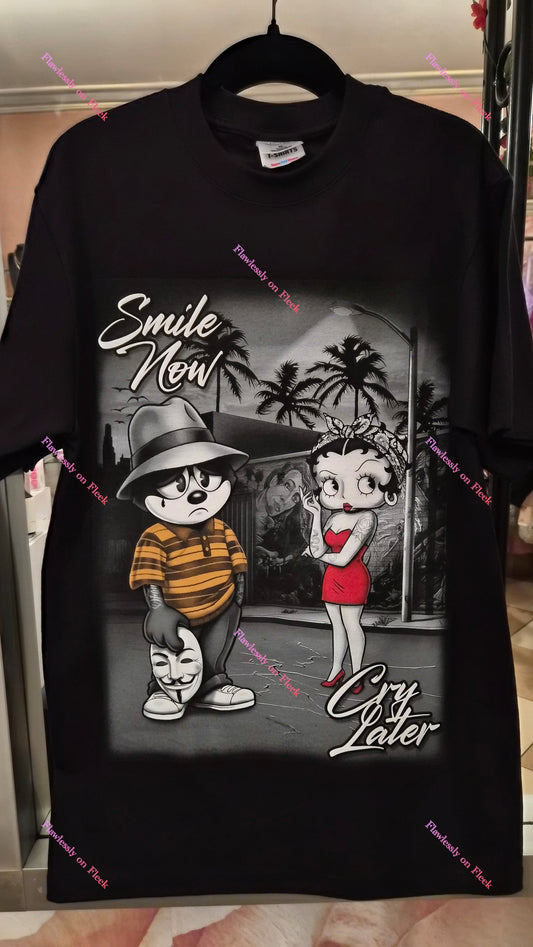 Felix the Cat & Betty Boop Smile Now Cry Later T-Shirt