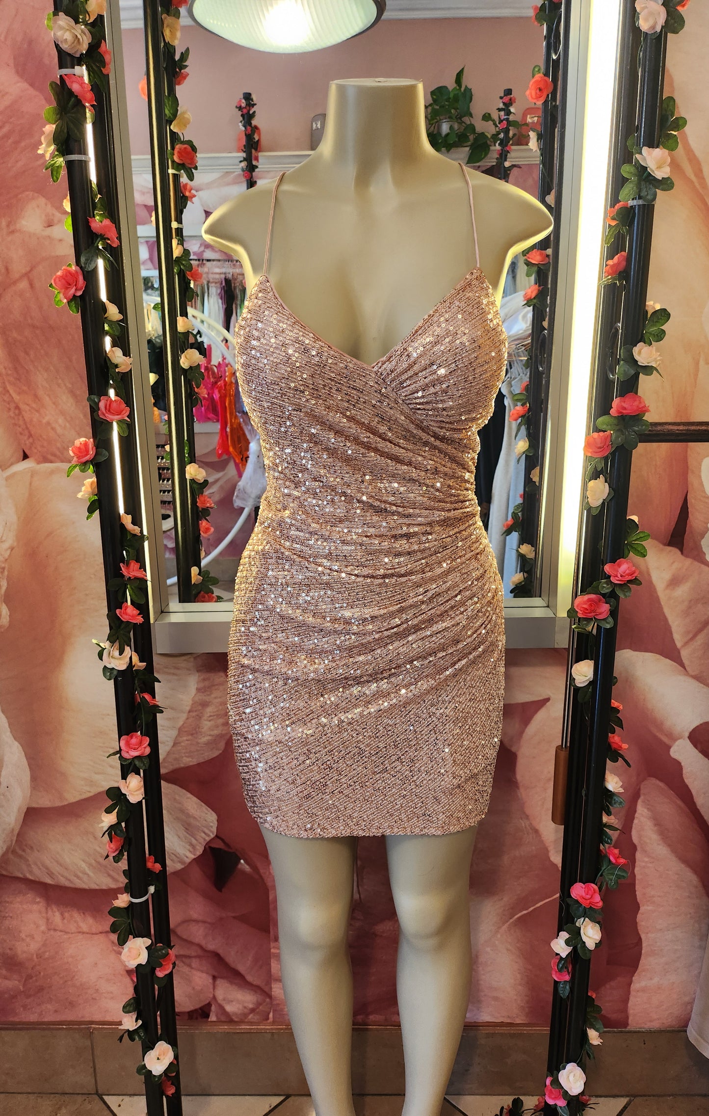 Gold Sequin Mini Dress