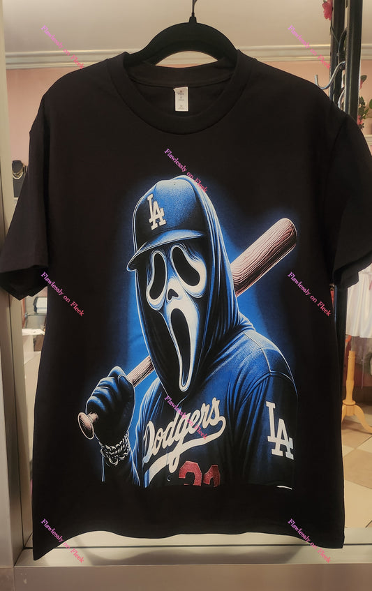 Ghostface Halloween Baseball Graphic T-Shirt