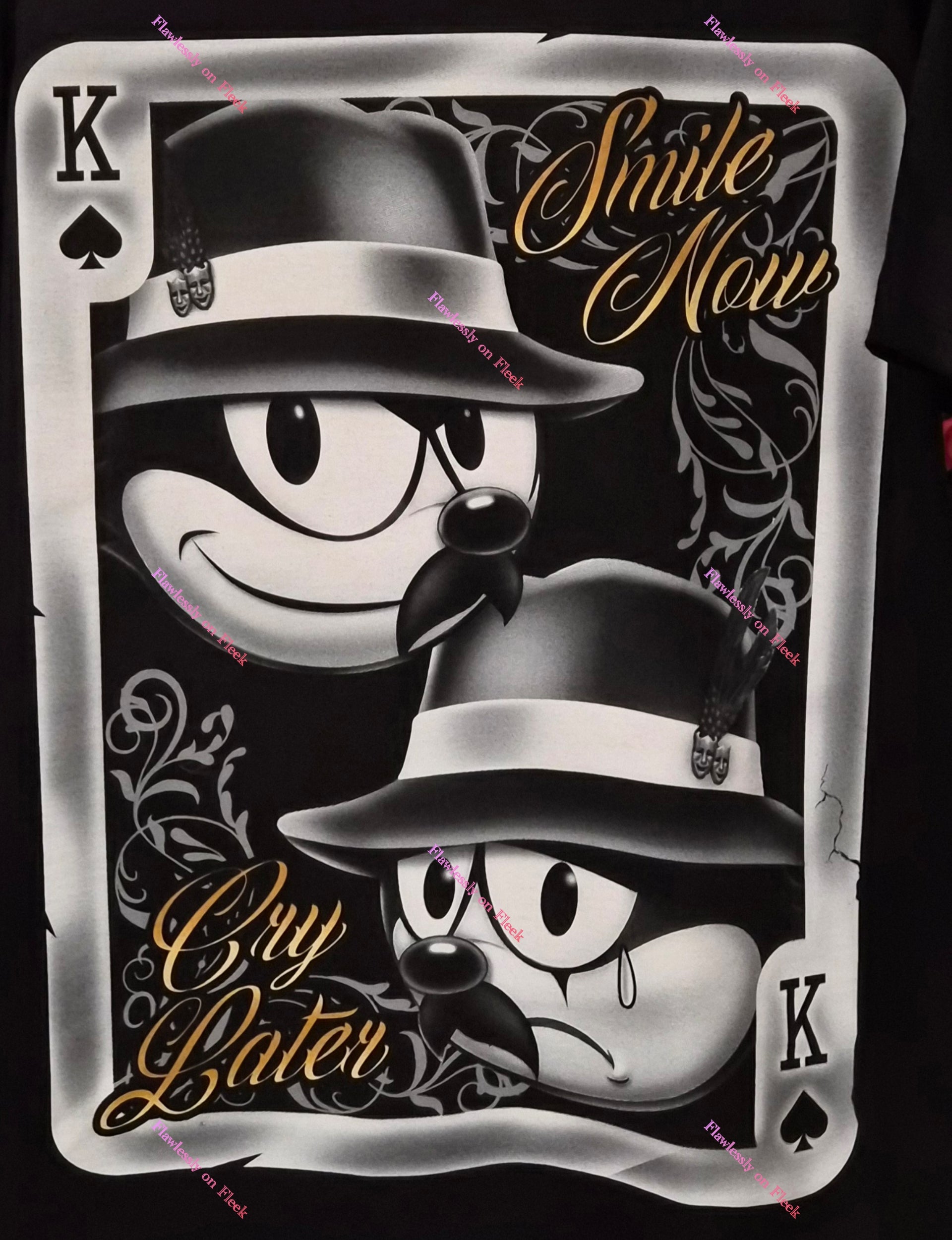 Felix the Cat Smile Now Cry Later Playing Card T-Shirts
