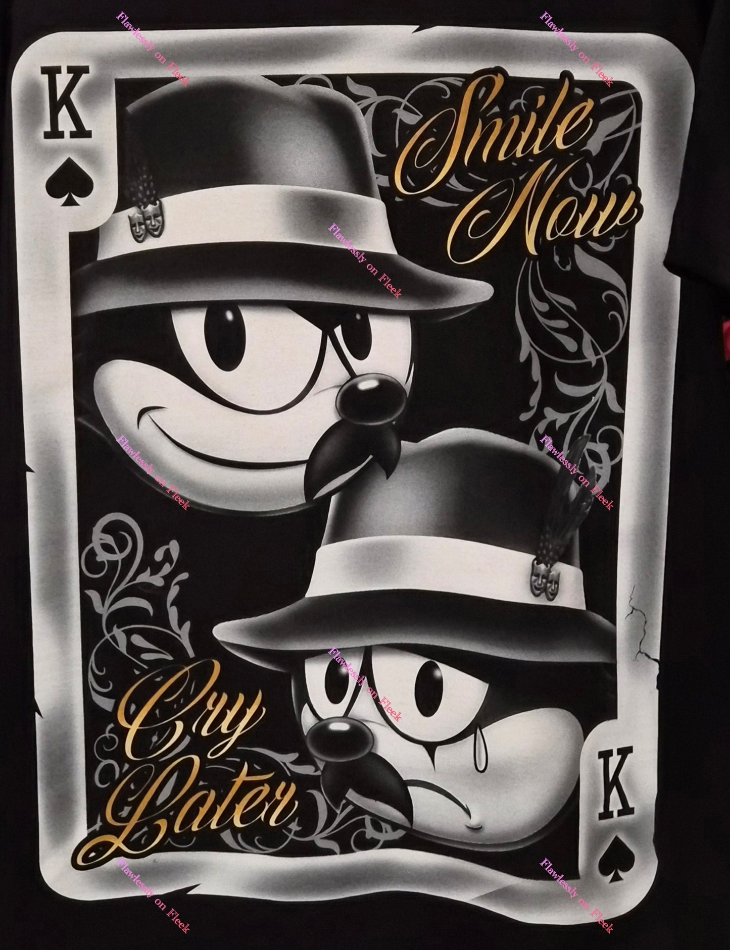 Felix the Cat Smile Now Cry Later Playing Card T-Shirts