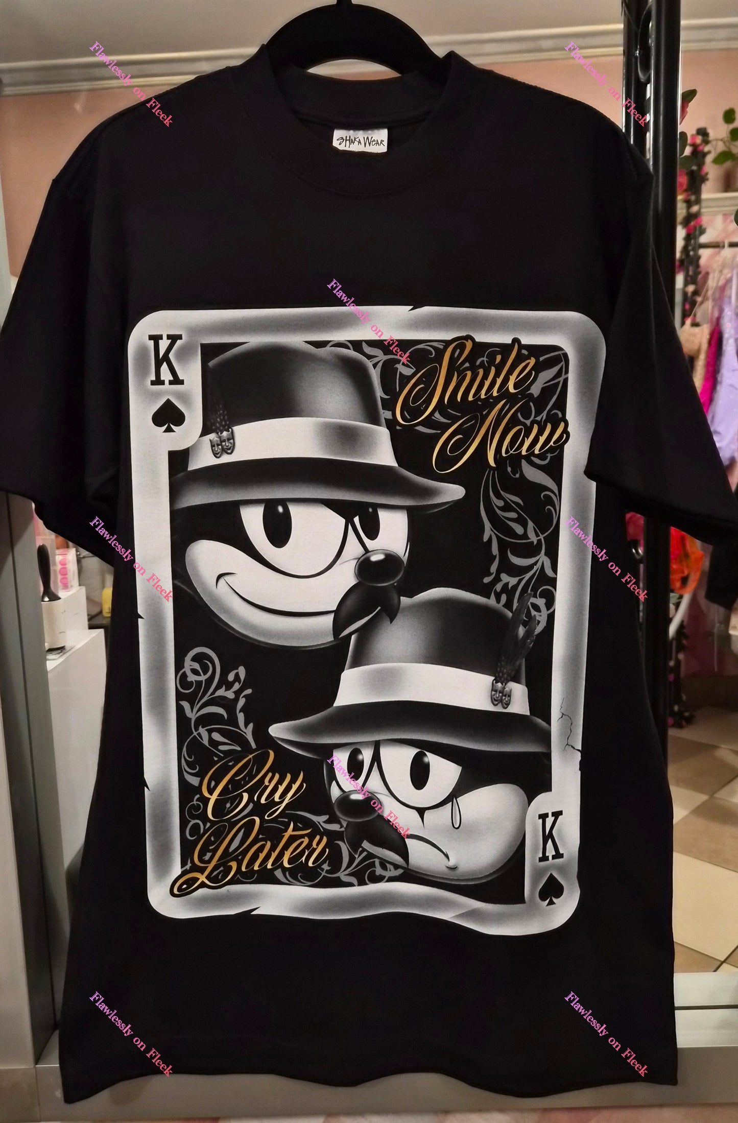 Felix the Cat Smile Now Cry Later Playing Card T-Shirts
