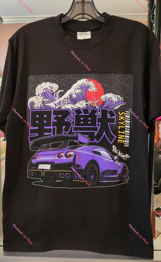 Camiseta con gráfico Skyline de GTR en color azul