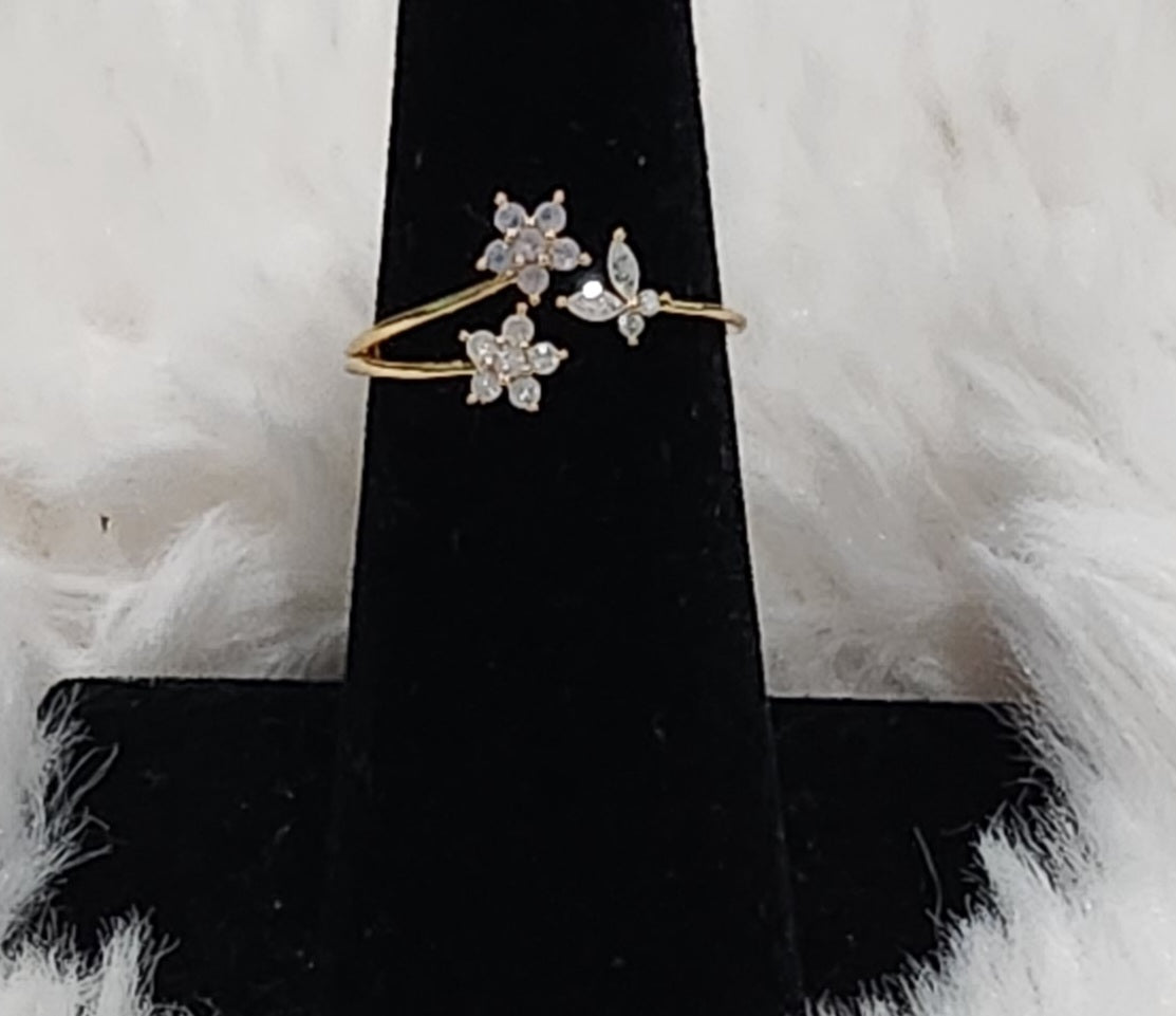 2 Flower Butterfly Ring