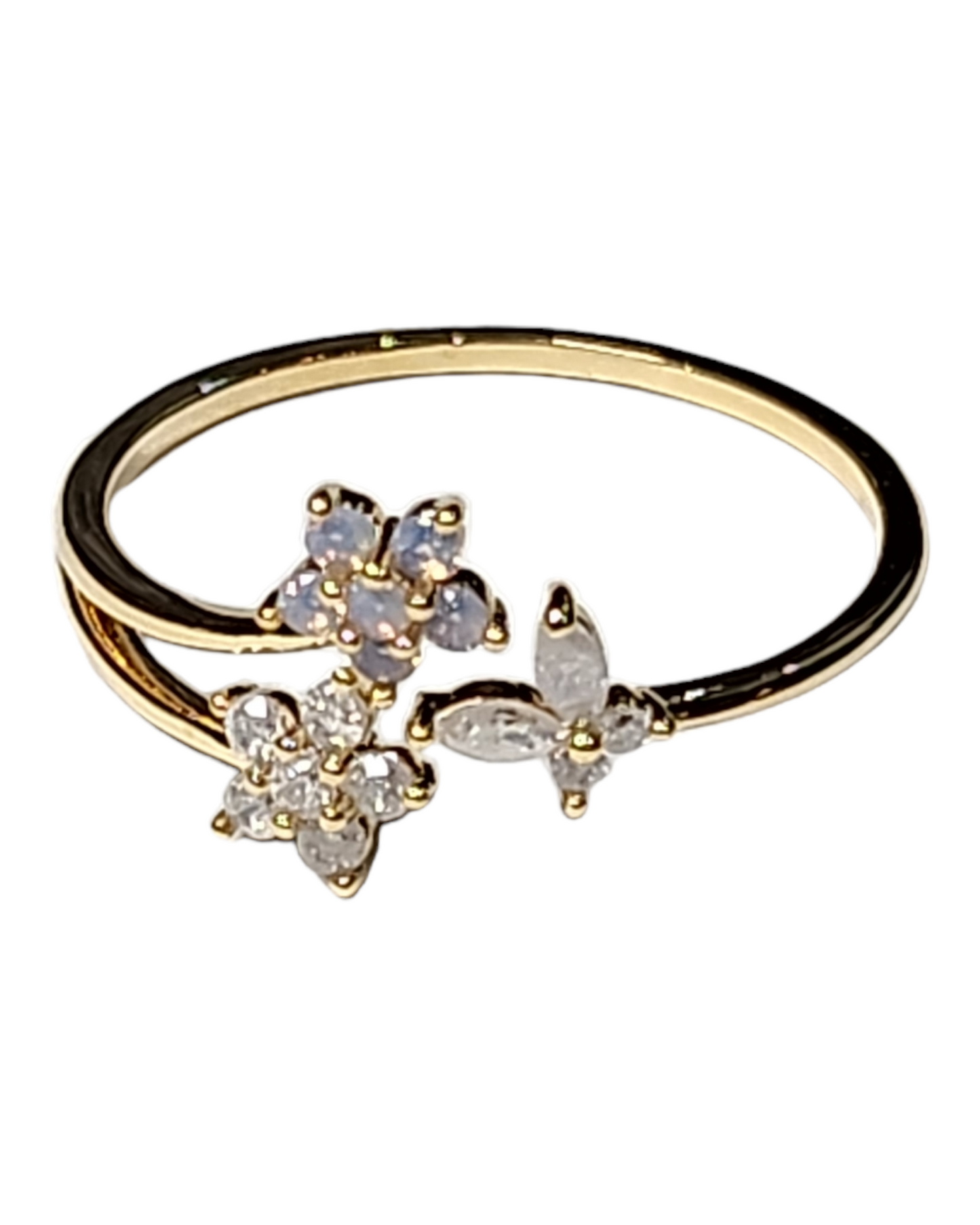 2 Flower Butterfly Ring